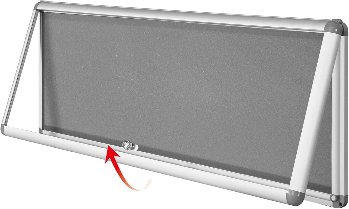 SWANCROWN Lockable Bulletin Board for Secure Display 38x14in