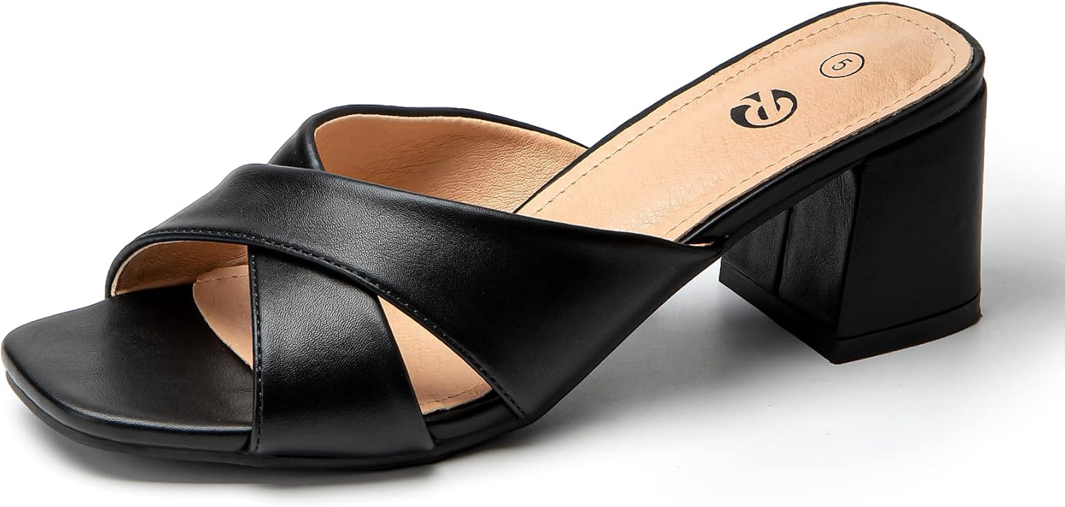 Rekayla Heeled Sandals for Women - Comfortable Square Toe Mules