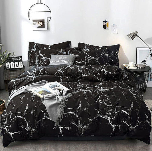 Black Marble Comforter Set Full/Queen Soft Lightweight Quilt