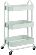 3-Tier Metal Rolling Utility Cart - Mint Green for Home & Office