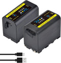 Tectra 2-Pack NP-F750 Replacement Battery for Sony Cameras - USB