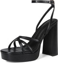 Platform Heels for Women Strappy Block Chunky High Heels - Bold