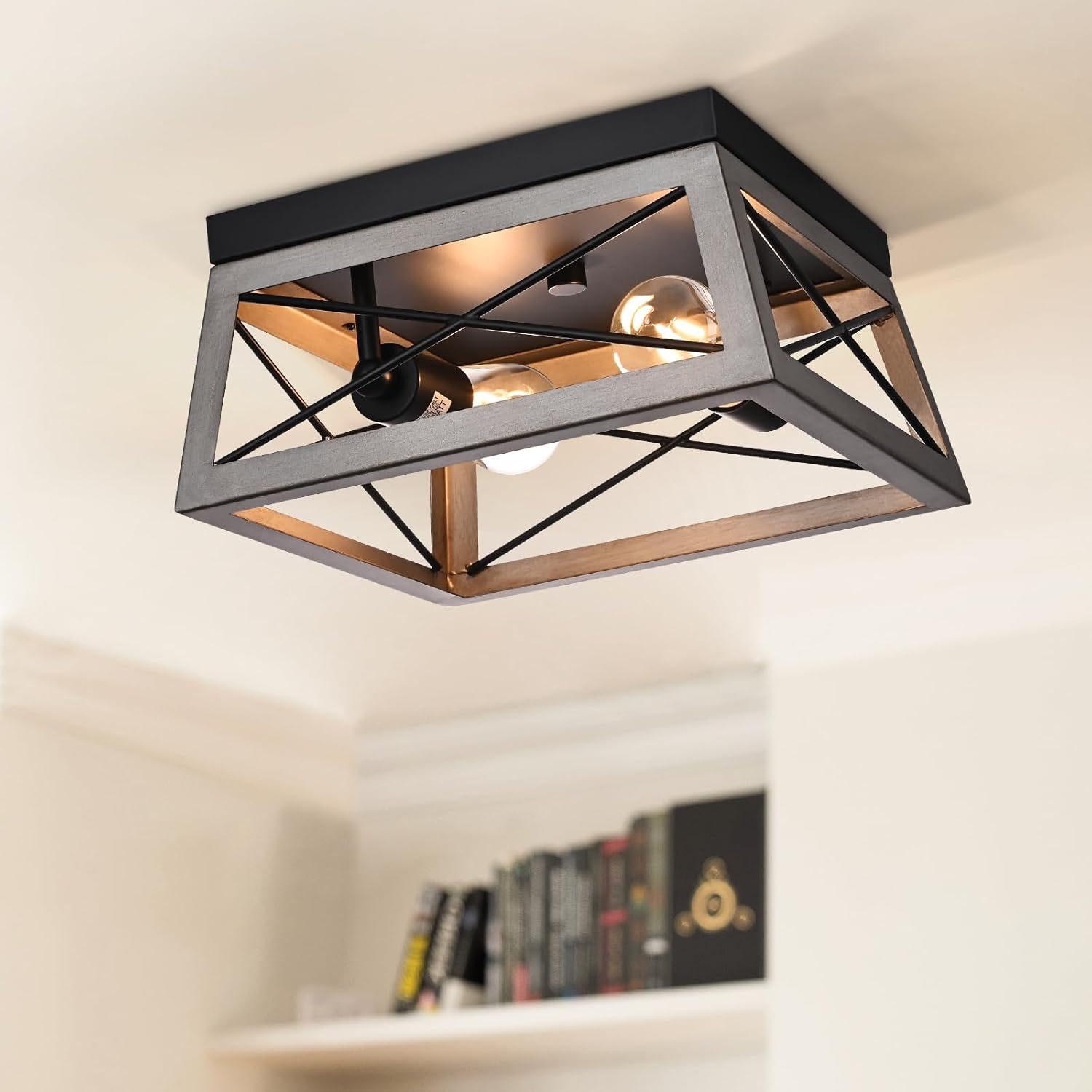 DEWENWILS Industrial Flush Mount Ceiling Light for Home Spaces