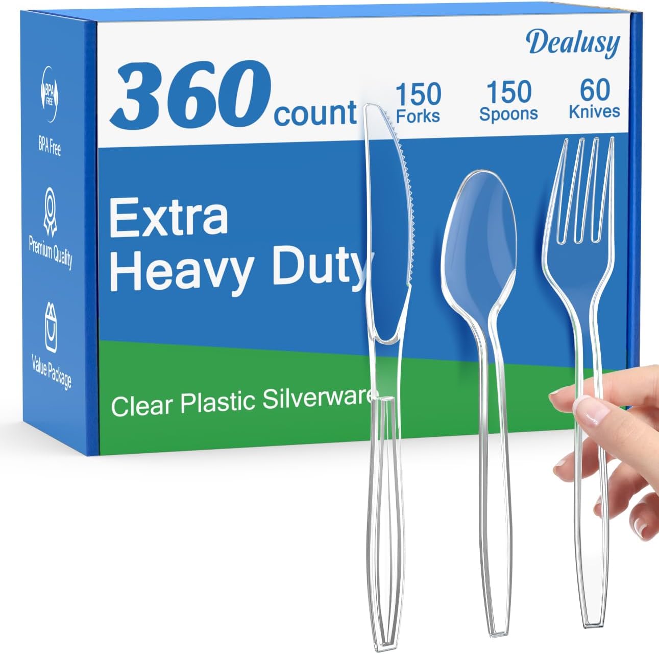 360 Count Heavy Duty Plastic Silverware Set, BPA-Free, Disposable Utensils - Dealusy