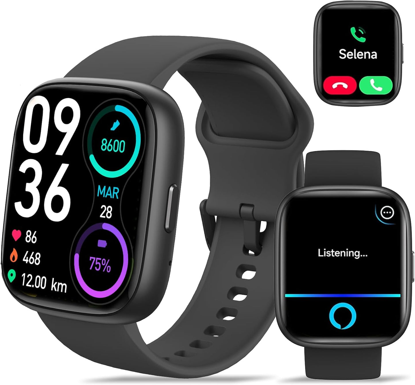 Hikwel Smart Watch: Alexa Built-in, 1.8 HD Screen, IP68 Waterproof, Fitness & Health Tracking