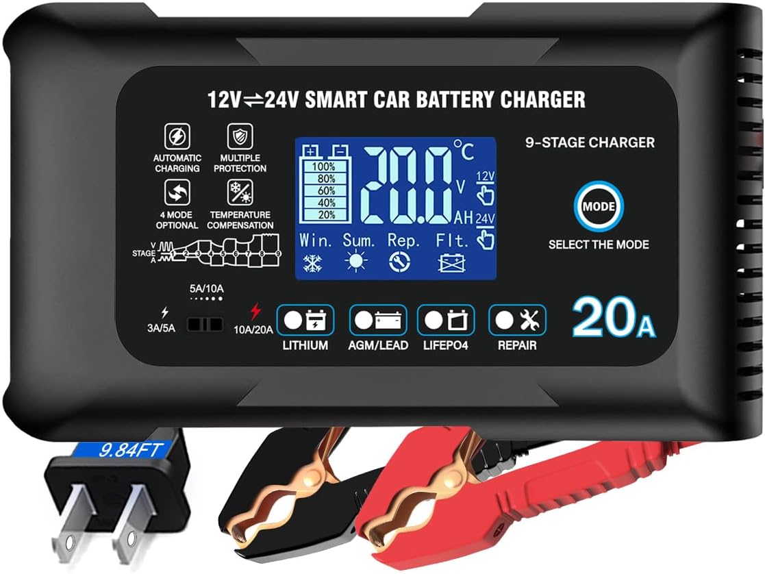 Battery Charger 0-20A 12V/24V Fully Automatic Maintainer