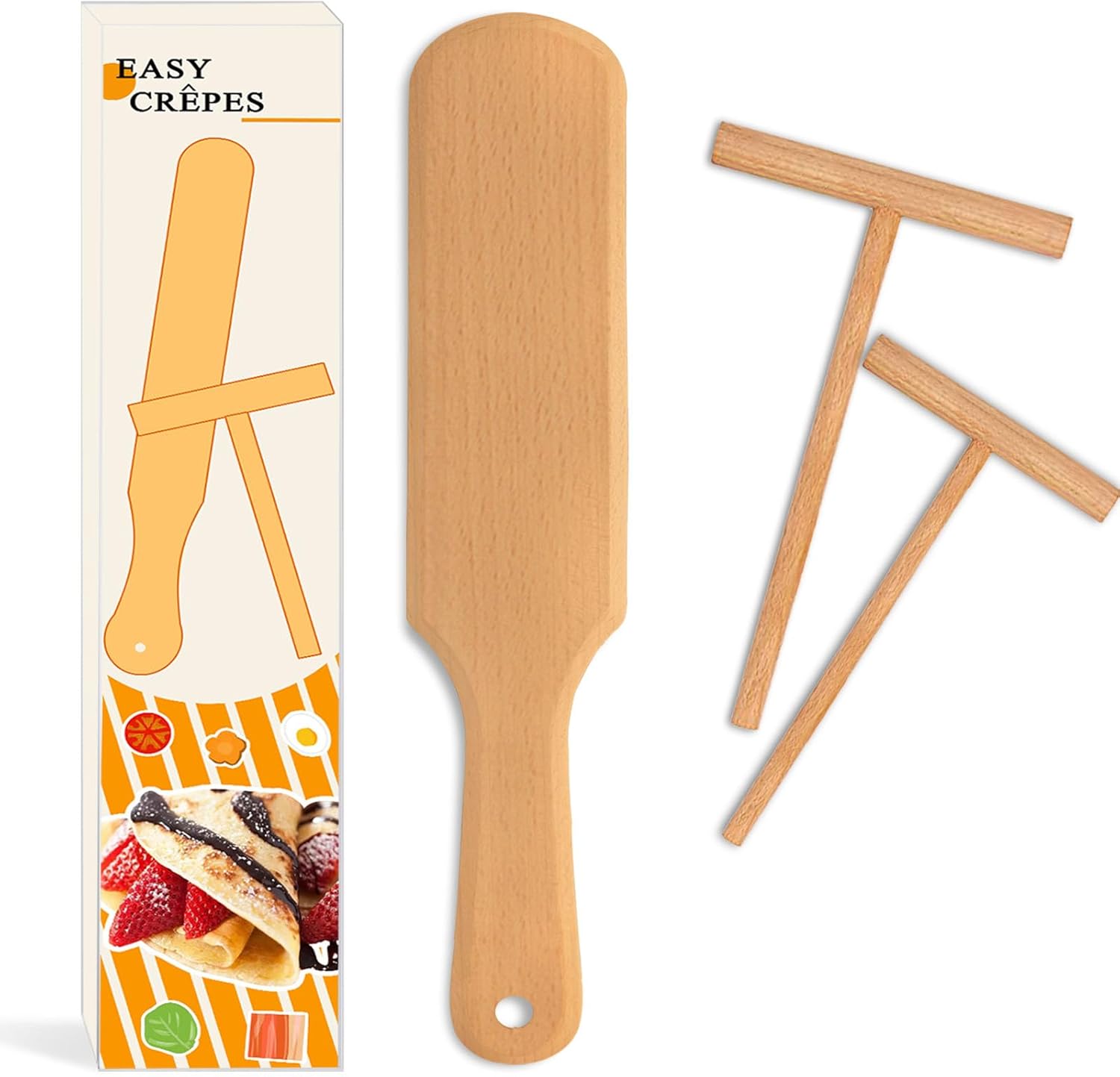 Natural Wood Crepe Tools Set - Convenient Sizes