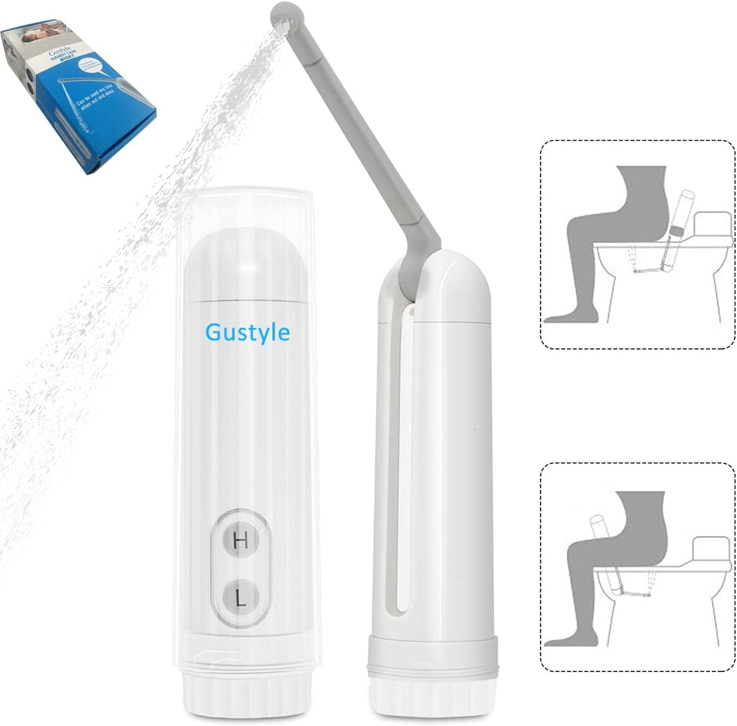 GUSTYLE Portable Travel Bidet - 2nd Gen, IPX6 Waterproof, Auto Decompression, 180 Nozzle