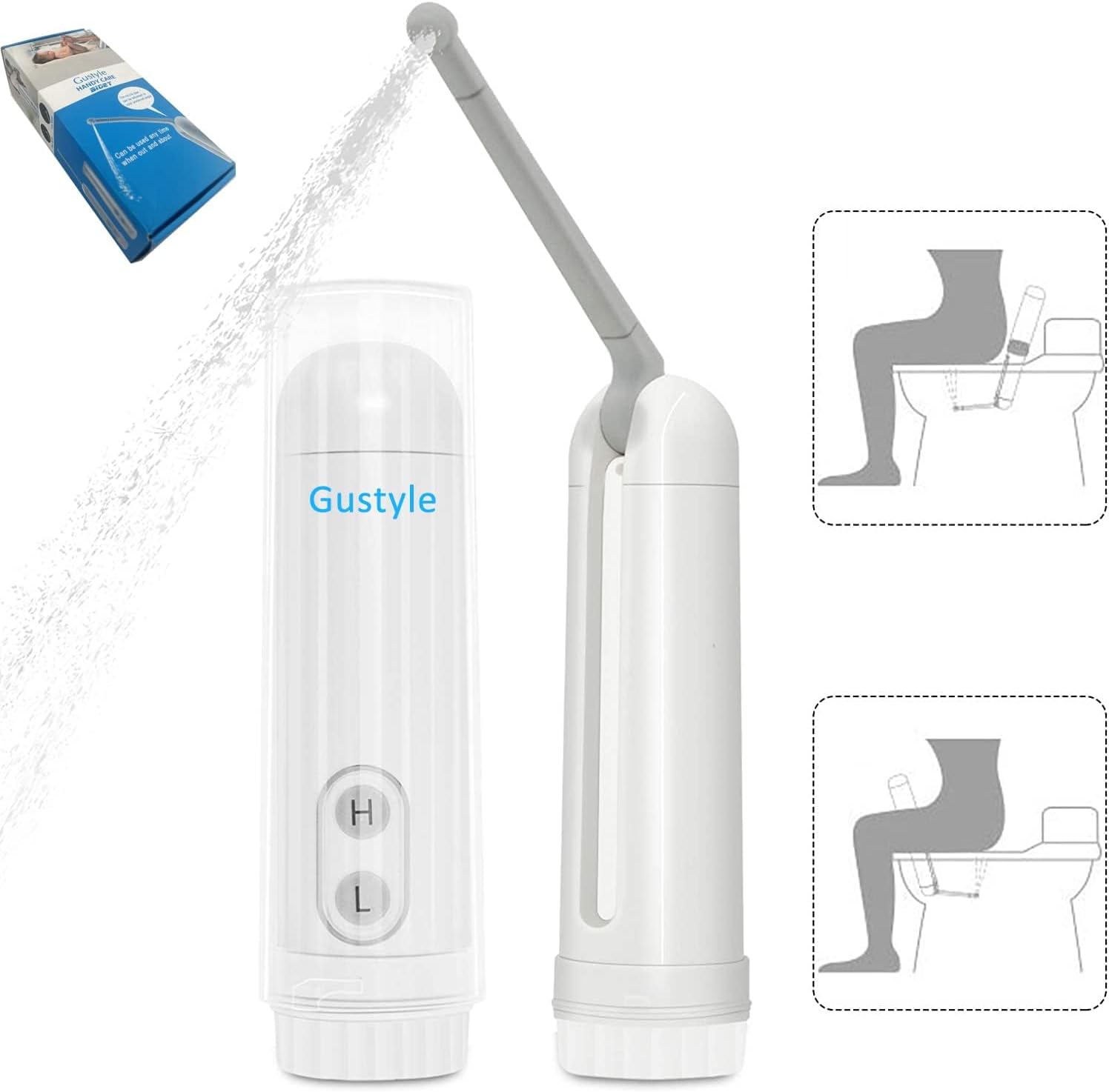 GUSTYLE Portable Travel Bidet - 2nd Gen, IPX6 Waterproof, Auto Decompression, 180 Nozzle