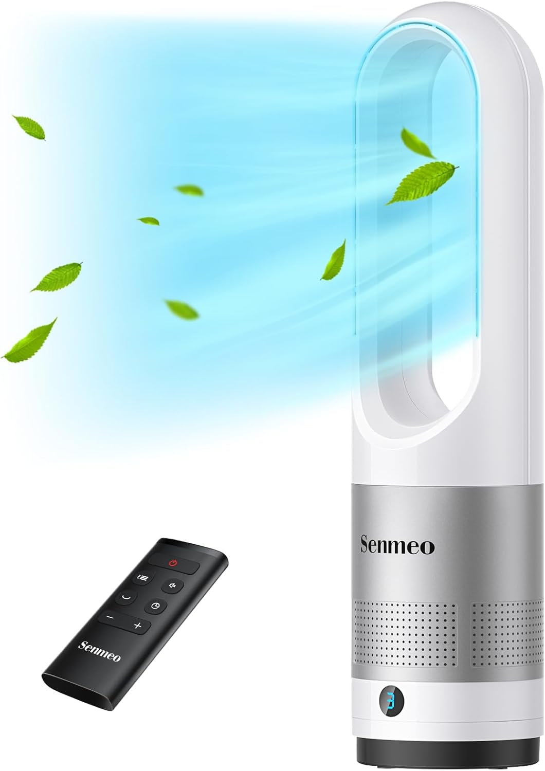 Senmeo 22 Bladeless Tower Fan: Remote, 8 Speeds, 9hr Timer