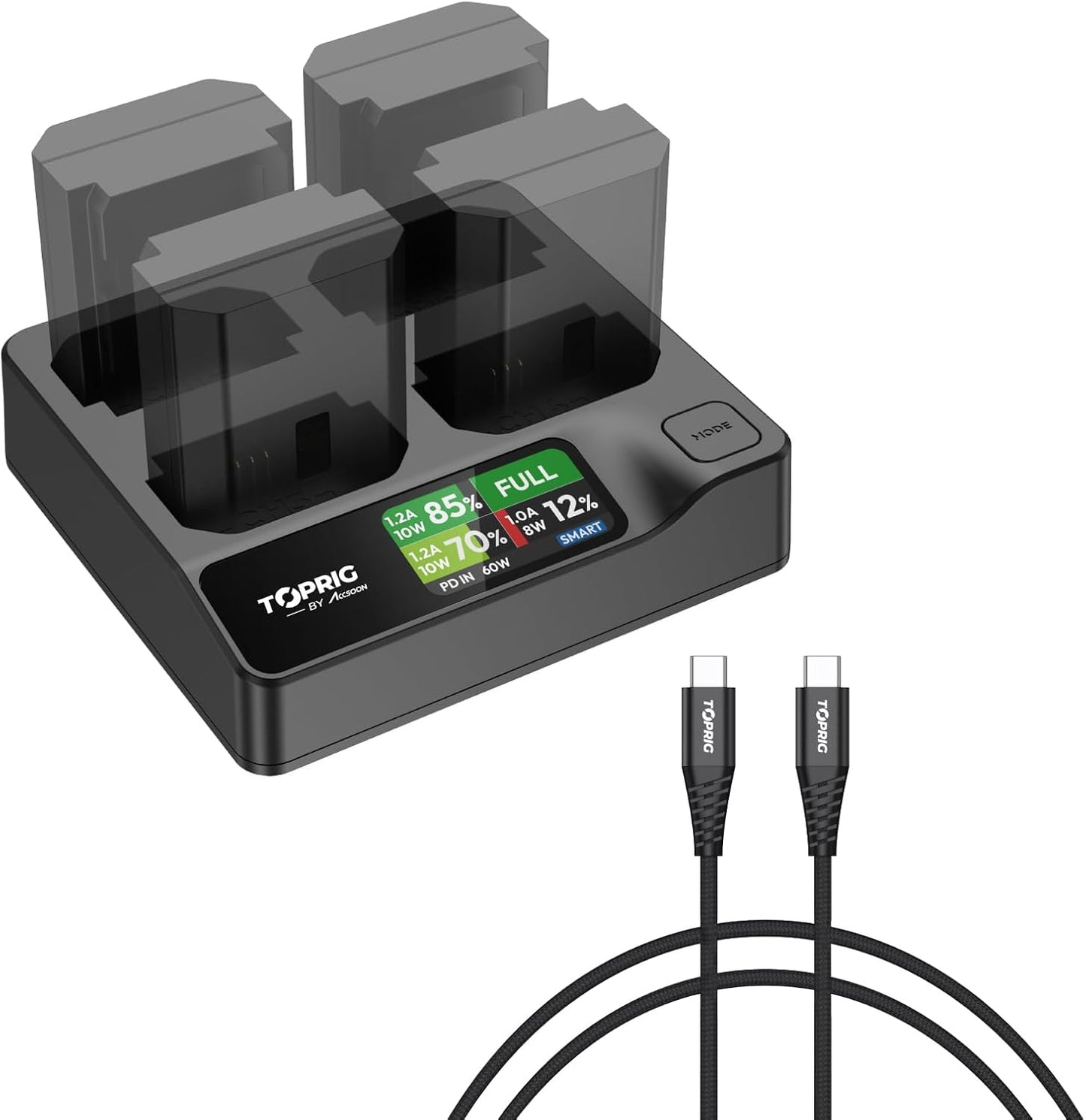 Accoon Toprig NP-FZ100 4-Channel Battery Charger for Fast Charging