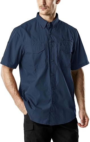 CQR Men's Short Sleeve Work Shirts for Tactical Outdoor Use
