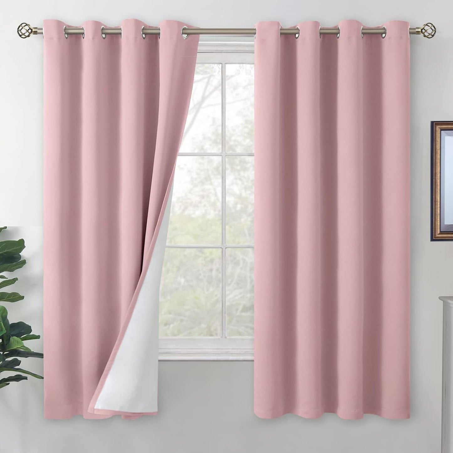BGment Pink Blackout Curtains for Bedroom 63 Inch Length Set