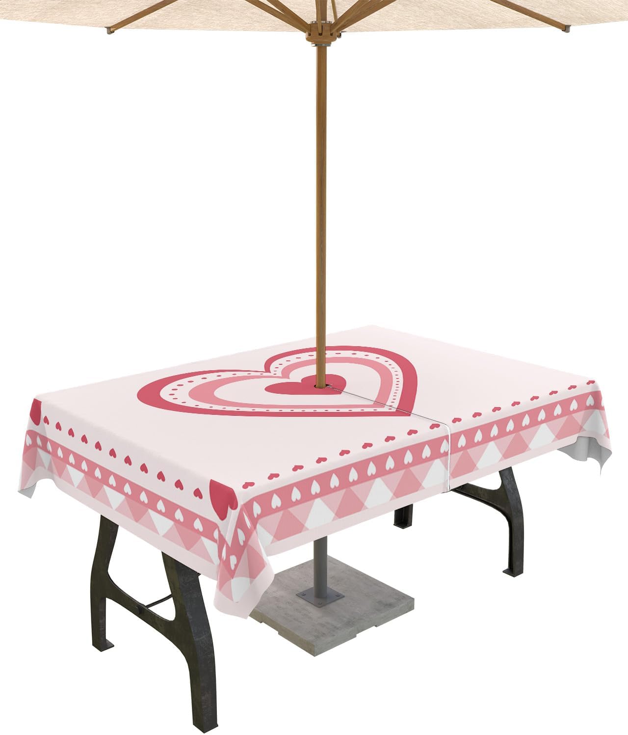 Romantic Love Heart Waterproof Tablecloth - Happy Valentine's Day Design 