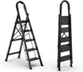 Lightweight 5 Step Ladder Folding Step Stool - Space Saving, Anti-Slip