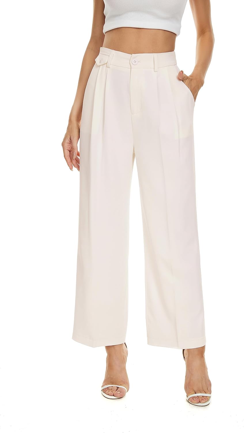 FUNYYZO Women's Loose Pleated Front Long Pants for Comfort