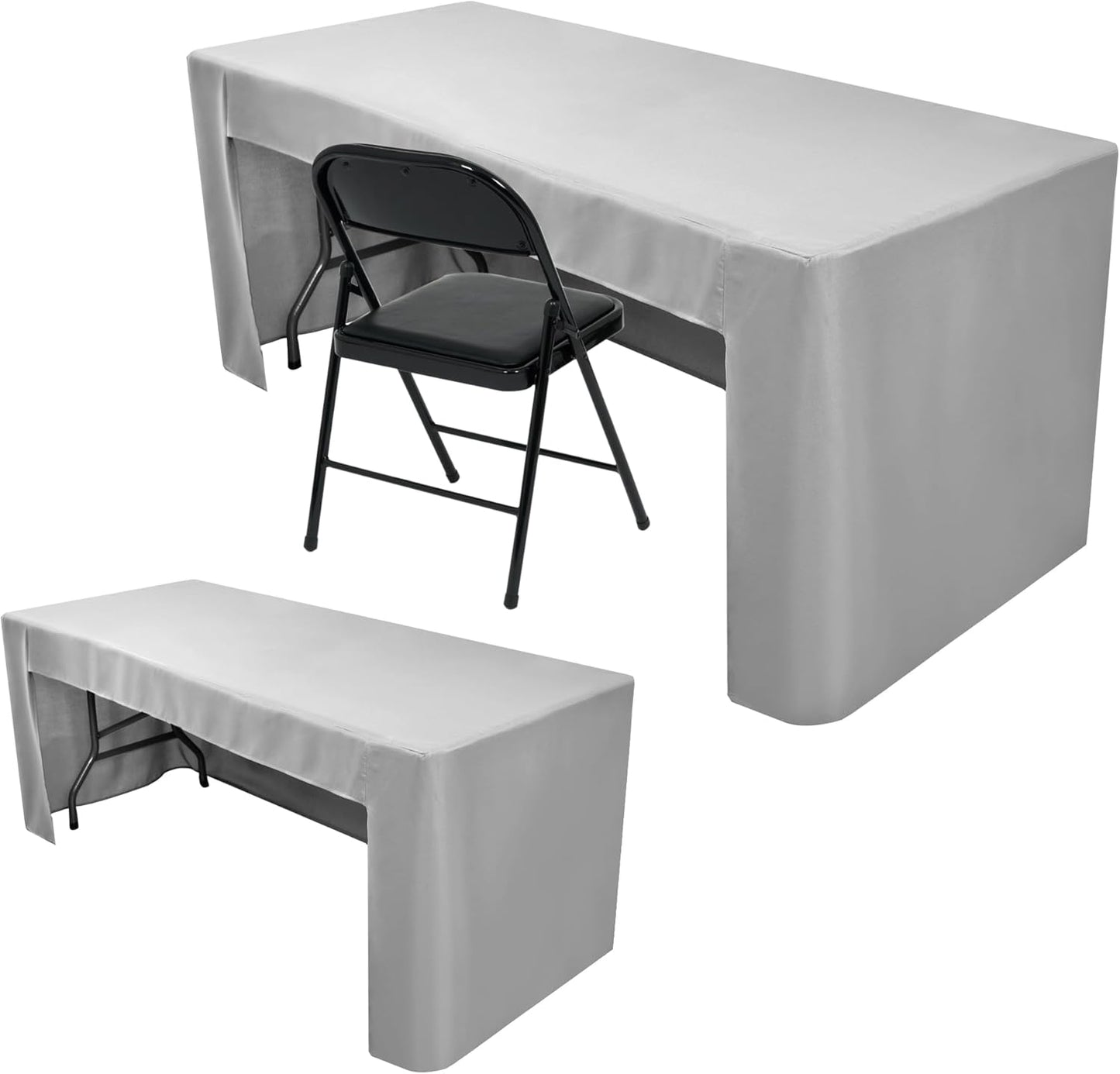 Nasitos 2 Pack Silver Fitted Table Covers for 8 Foot Tables