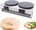 3400W Double Hotplate Electric Crepe Maker - Non-Stick, Temperature Control