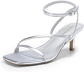 Low Kitten Heels Strappy Open Square Toe Ankle Strap Heels