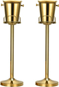 Champagne Bucket with Stand 3ft Gold - 2 Pack Hammered Ice Buckets