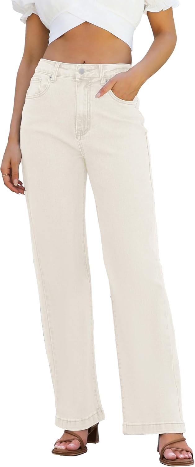 Womens High Waisted Straight Leg Loose Stretchy Jeans 2025