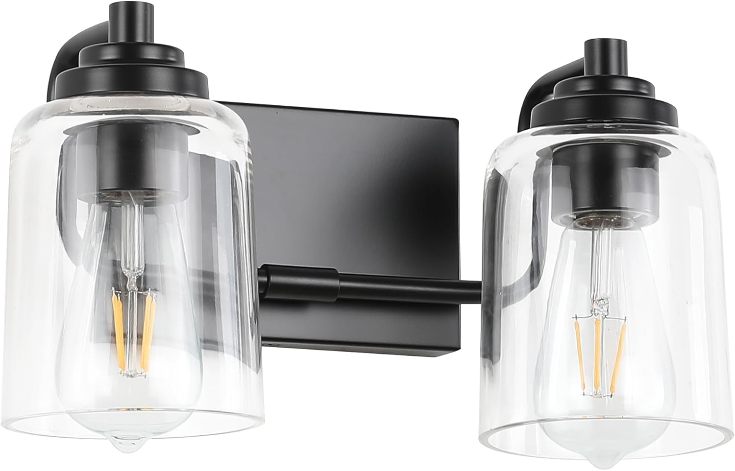 SOLFART Matt Black 2 Lights Wall Sconces for Bathroom Lighting