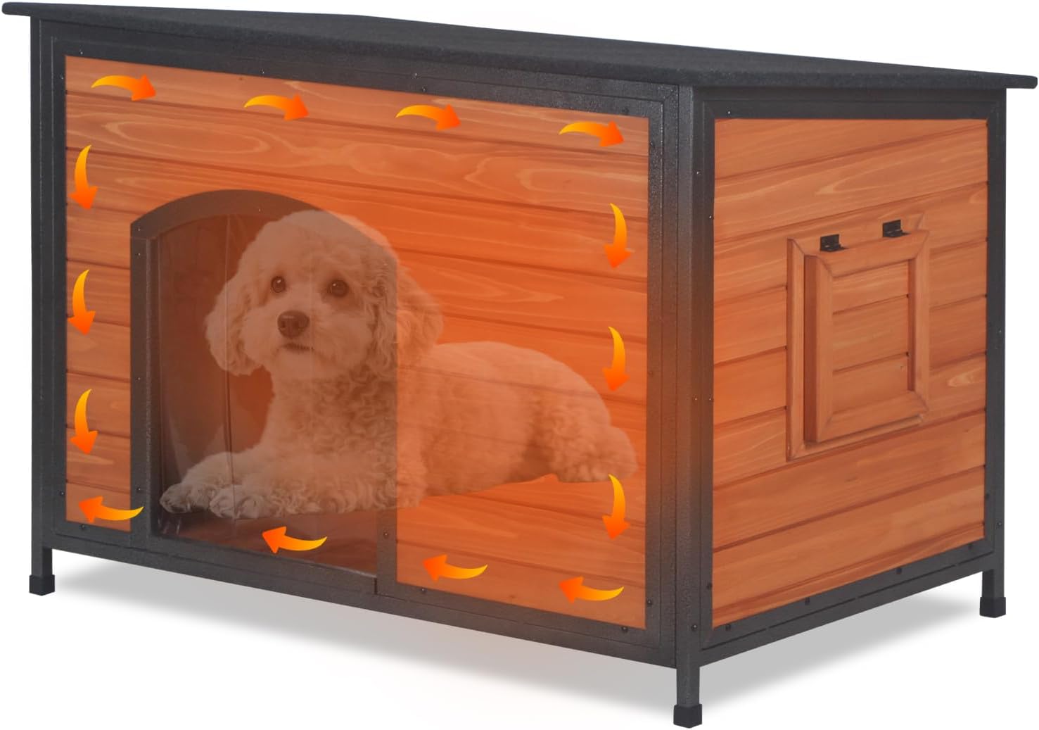 Insulated Dog House Outdoor Weatherproof with Chew-Proof Frame