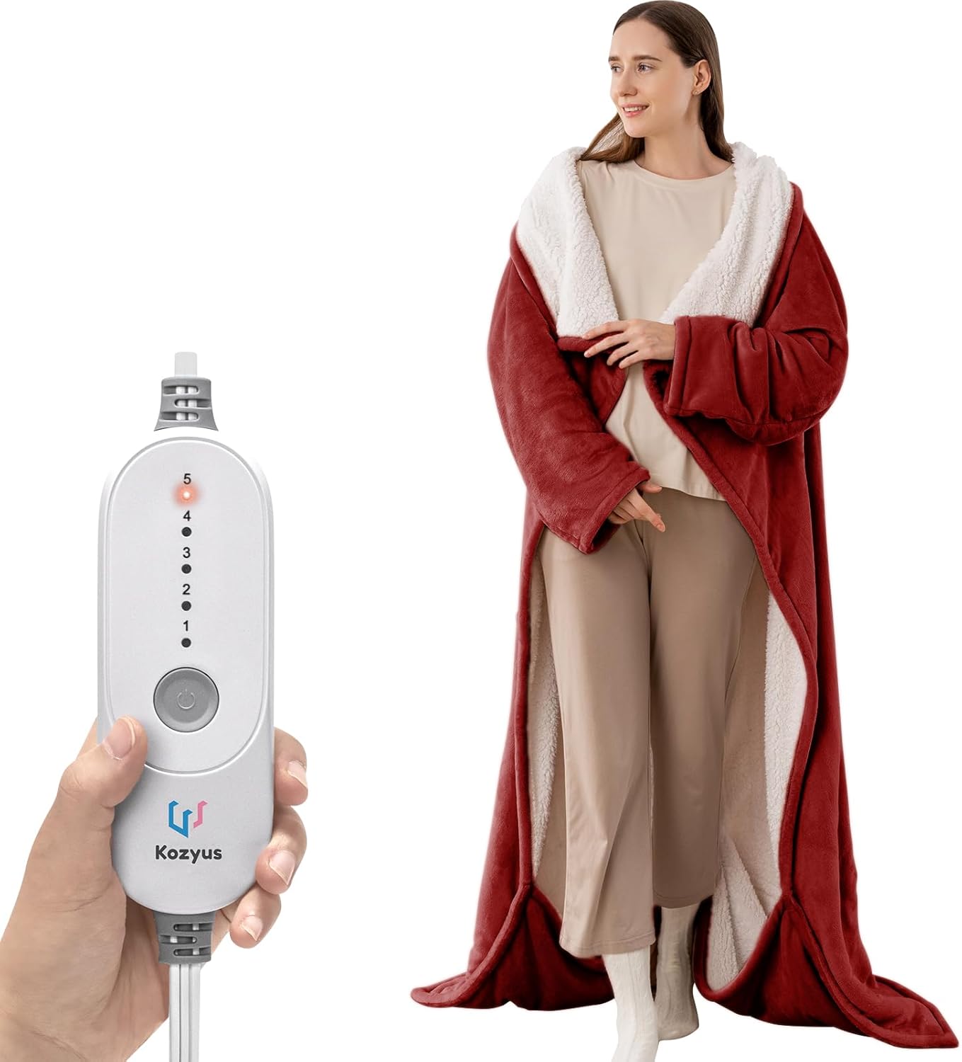 Wearable Heated Blanket with Foot Pocket & Sleeves for Comfort