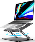 Adjustable Laptop Stand 360 Rotating Base - Black Ergonomic Riser