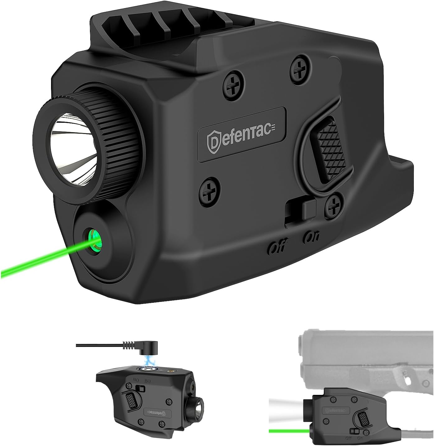 DEFENTAC 350lm Green Pistol Laser Light Combo for Glock Models