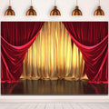 9x6ft Golden Red Curtains Stage Photography Backdrop - Theater Look