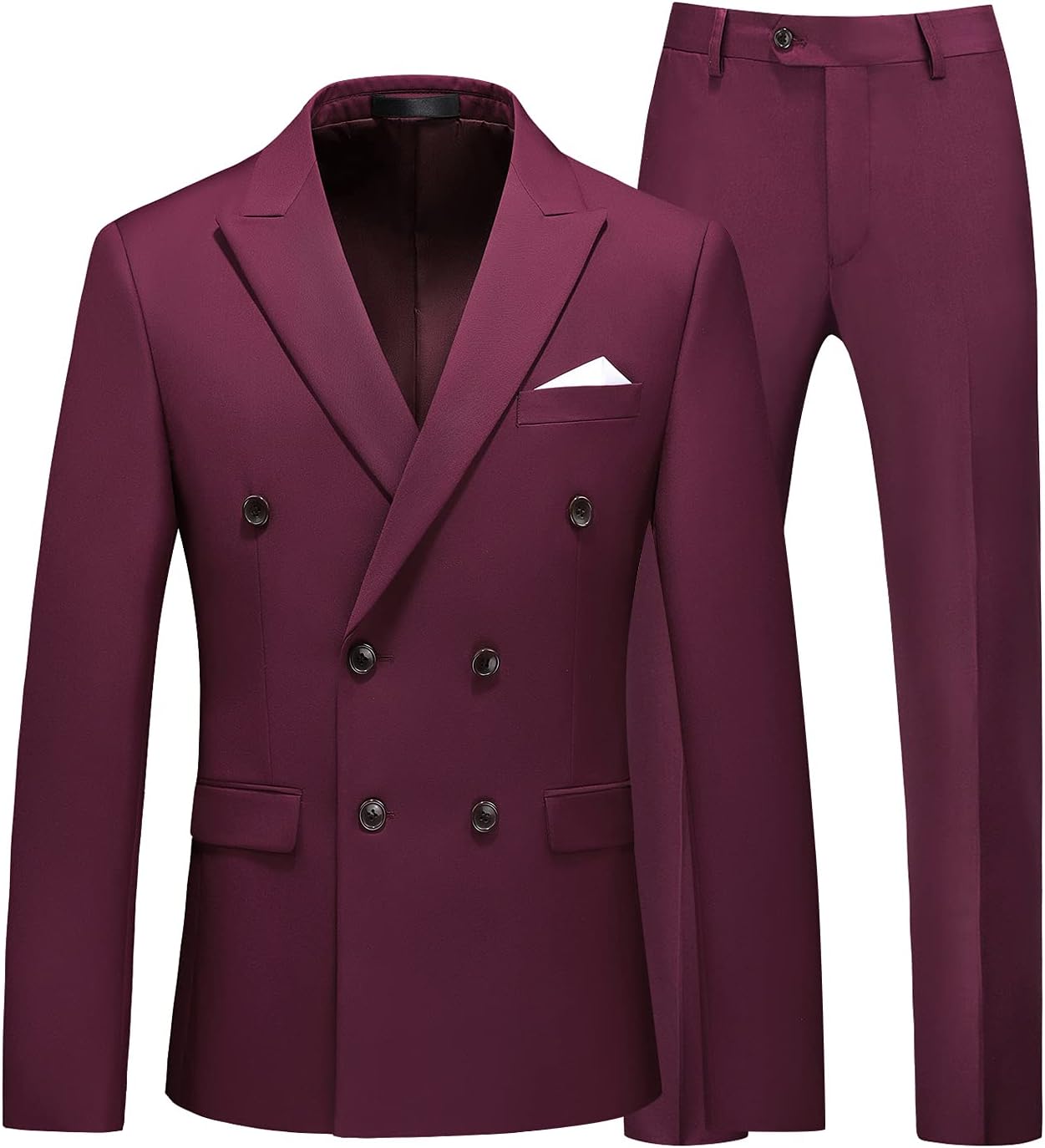 MOGU Mens 2 Piece Double Breasted Slim Fit Tuxedo Suit