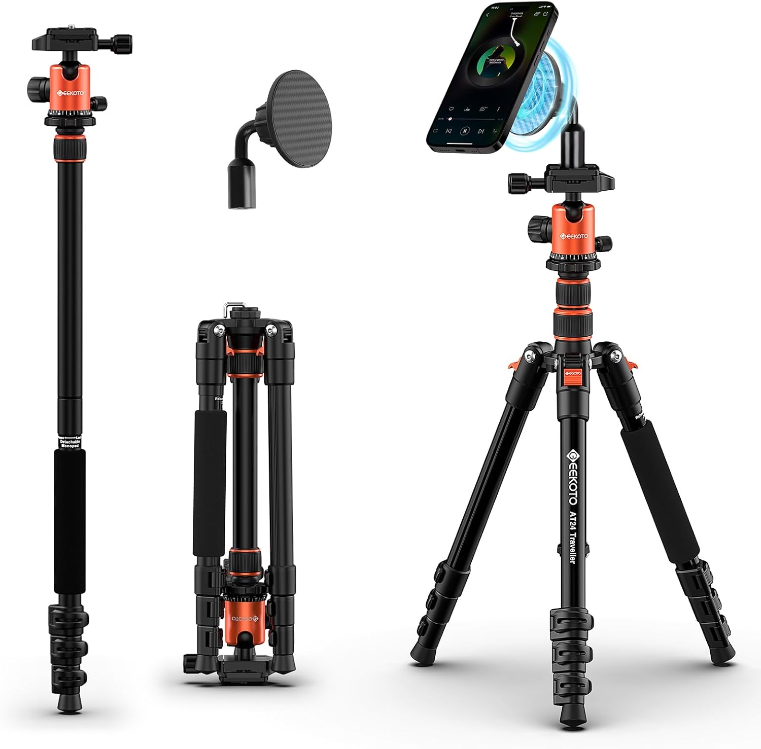 GEEKOTO 58 Magnetic Tripod: Lightweight Aluminum Camera Stand