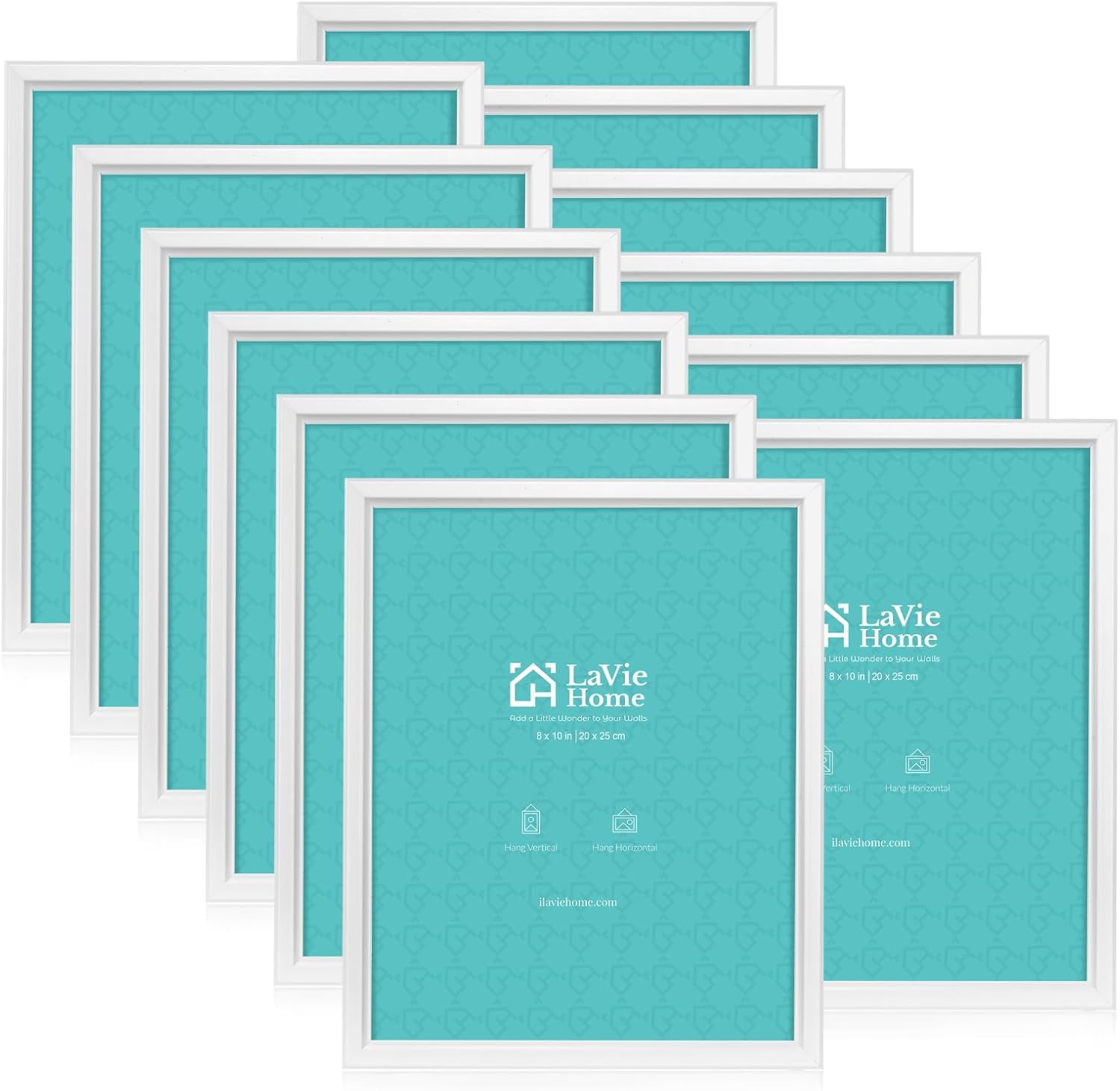 LaVie Home 8x10 Picture Frames - Set of 12 Classic White Frames