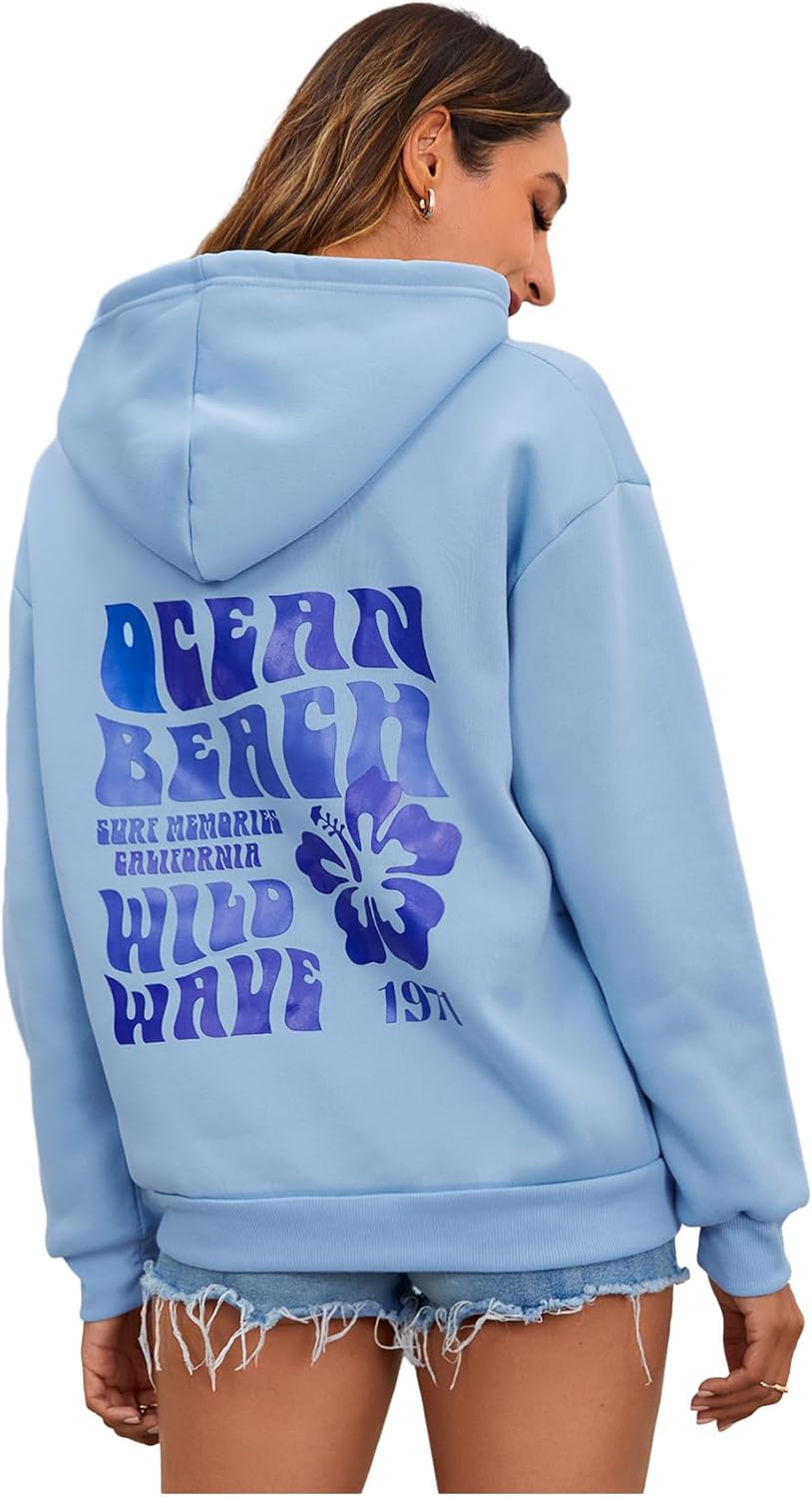 Cozy Letter Graphic Hoodie for Women