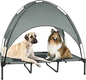 Elevated Outdoor Dog Bed with Removable Canopy for Large Dogs