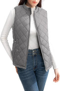 Women's Quilted Puffer Vest with Corduroy Collar - Water-Resistant Fit