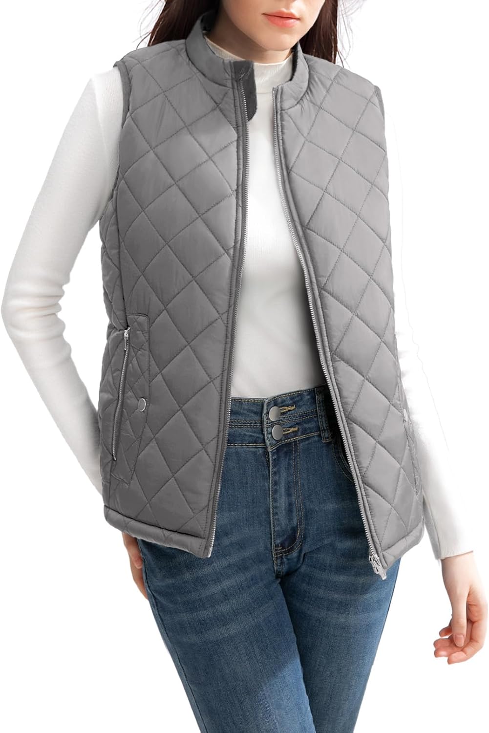 Women's Quilted Puffer Vest with Water-Resistant Fabric