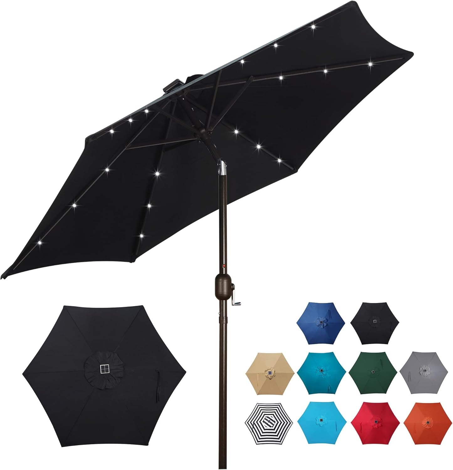 Blissun 7.5 ft Solar Umbrella with LED Lights for Patio Fun