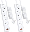 Power Strip Surge Protector 2 Pack, 10 ft Flat Plug - Slim Design