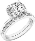 10K 7 MM Cushion Lab Created Gemstone & Round Diamond Engagement Ring