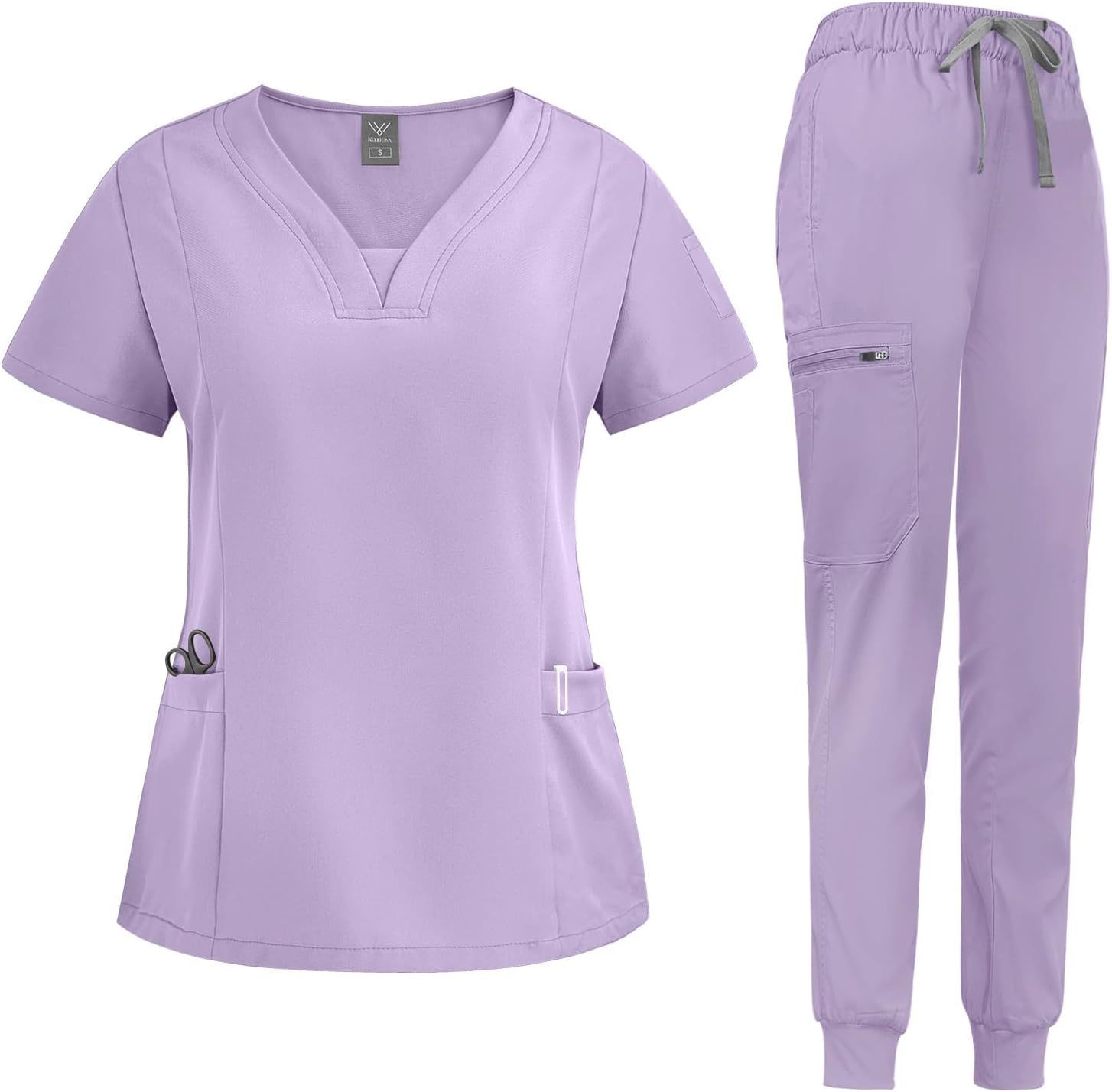 Niaahinn Scrub Suit Set for Women with Modern V-neck Design