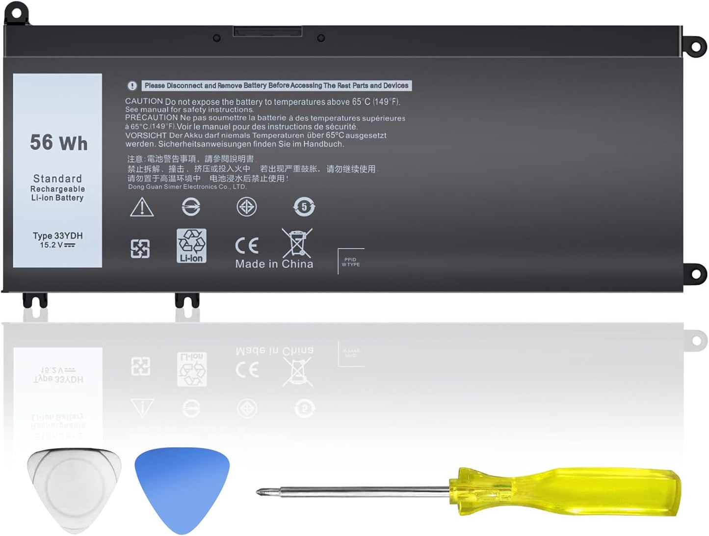 56Wh 33YDH Laptop Battery Replacement for Dell Models 15.2V
