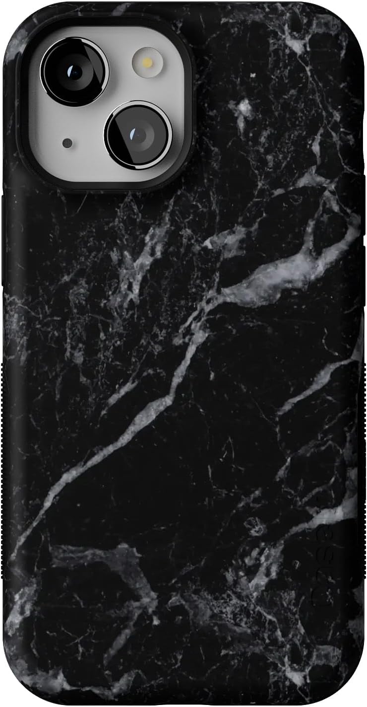 Casely iPhone 13 Mini Case - Bold Black Pearl Marble Design