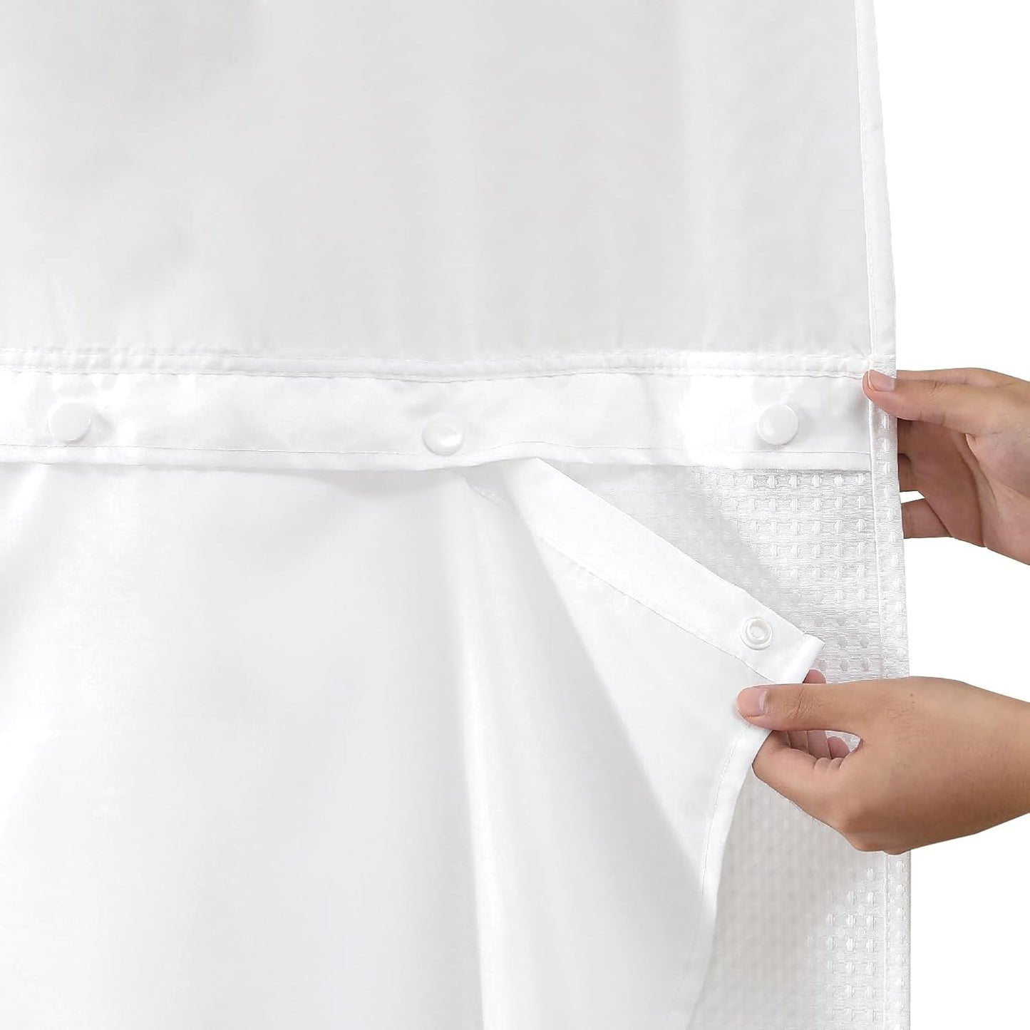 Water-Repellent Snap-In Shower Curtain Liner - Machine Washable - White
