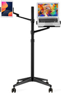 Dual Arm Height Adjustable Laptop and Tablet Stand - Rolling Wheel