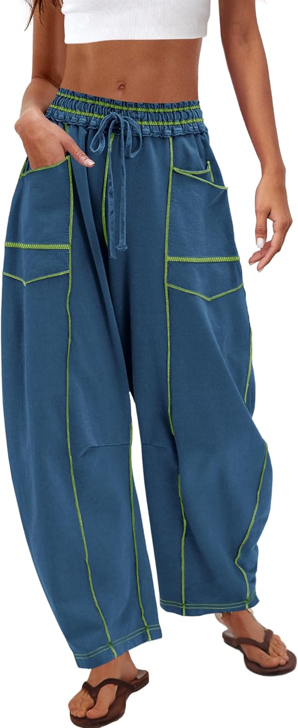 Nirovien Womens Barrel Sweatpants High Waisted Wide Leg Pants