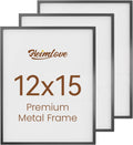 Heimlove 12x15 Metal Picture Frame Black Aluminum - Tempered Glass