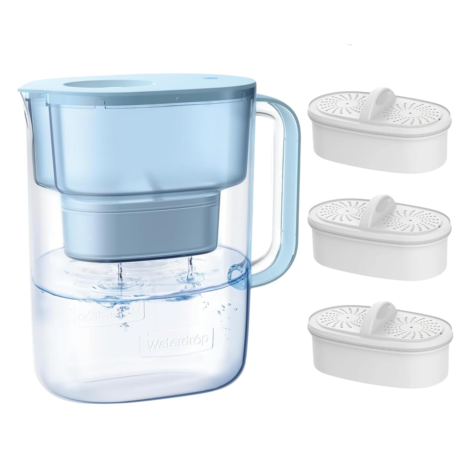 Waterdrop Water Filter Pitcher with 3 Filters for Clean Water