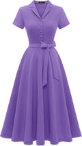 Women's Vintage Tea Dress Short Sleeve Tea-Length - Retro Fit